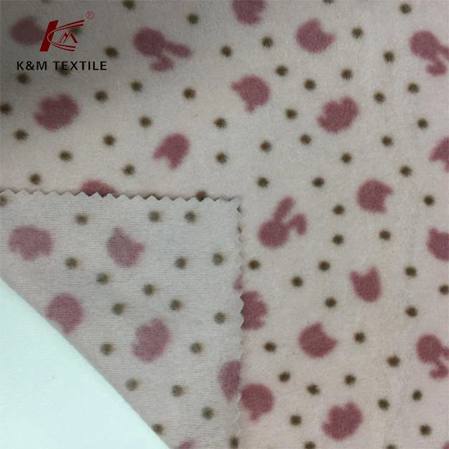 Rabbit Pattern Printed Brushed Polar Fleece Fabric