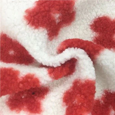 Tissu d'ouatine de nounours de fleur rouge imprimé par polyester de 100 pour cent pour le manteau